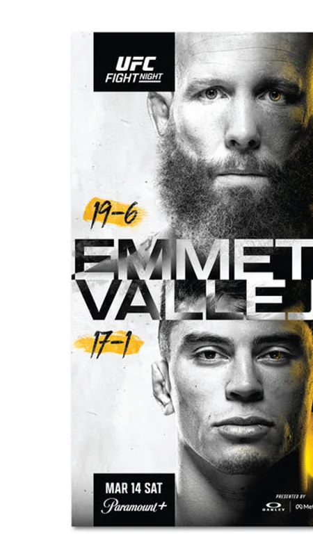 UFC promotional event poster for Emmett versus Vallejos